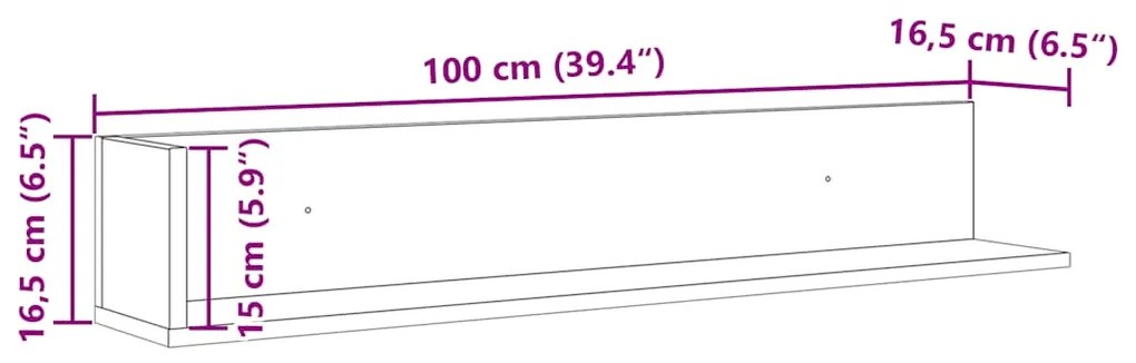 ΡΑΦΙΑ ΤΟΙΧΟΥ 2 ΤΕΜΑΧΙΑ ΚΑΦΕ ΔΡΥΣ 100X16,5X16,5 CM ΞΥΛΟ ΜΗΧΑΝΗΣ 860046