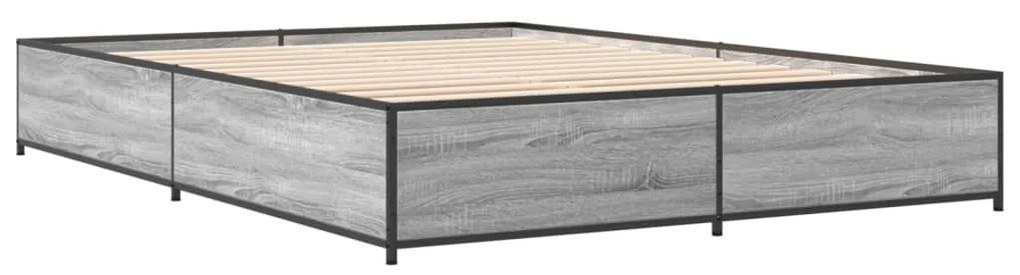 vidaXL Πλαίσιο Κρεβατιού Γκρι Sonoma 140x200 εκ. Επεξ. Ξύλο &amp; Μέταλλο