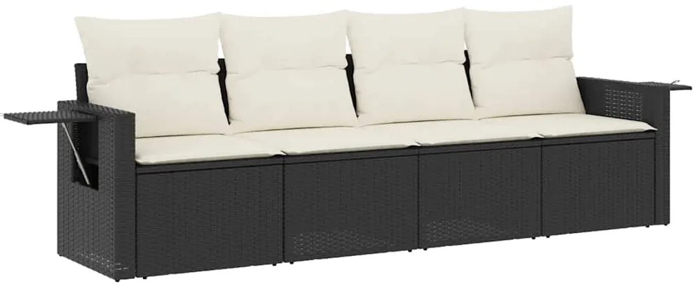 vidaXL Σαλόνι Κήπου Σετ 4 Τεμαχίων με Μαξιλάρια Μαύρο Συνθετικό Ρατάν