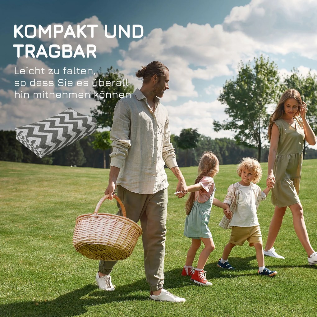 Outsunny Εξωτερικό Χαλί, Αδιάβροχο, Διπλής Όψης, Υψηλής Ποιότητας Συνθετική Ίνα, Ανοιχτό Γκρι+Λευκό, 121 x 182 εκ.