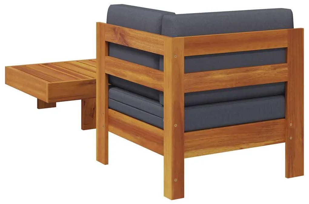 vidaXL Σαλόνι Κήπου 2 Τεμαχίων από Ξύλο Ακακίας Σκούρα Γκρι Μαξιλάρια