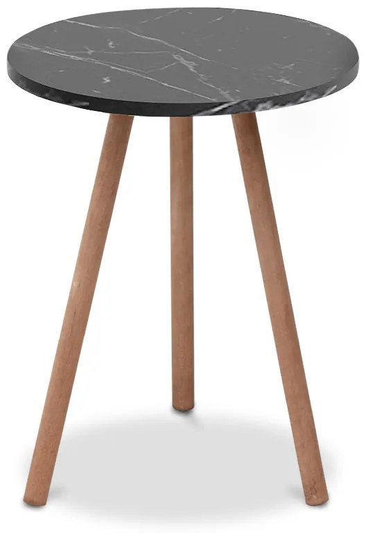 Βοηθητικό τραπεζάκι Roma Megapap χρώμα μαύρο εφέ μαρμάρου 33,5x33,5x46εκ.