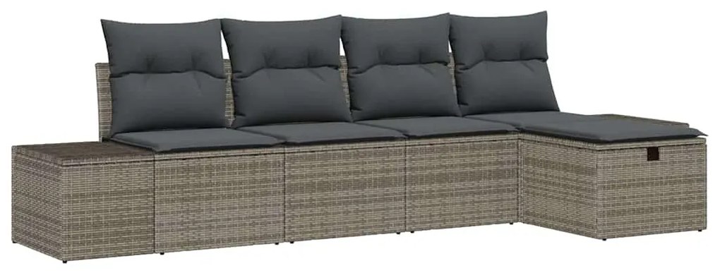 vidaXL Σετ Καναπέ Κήπου 5 pcs Γκρι 55 x 62 x 69 εκ Πολυ ράταν