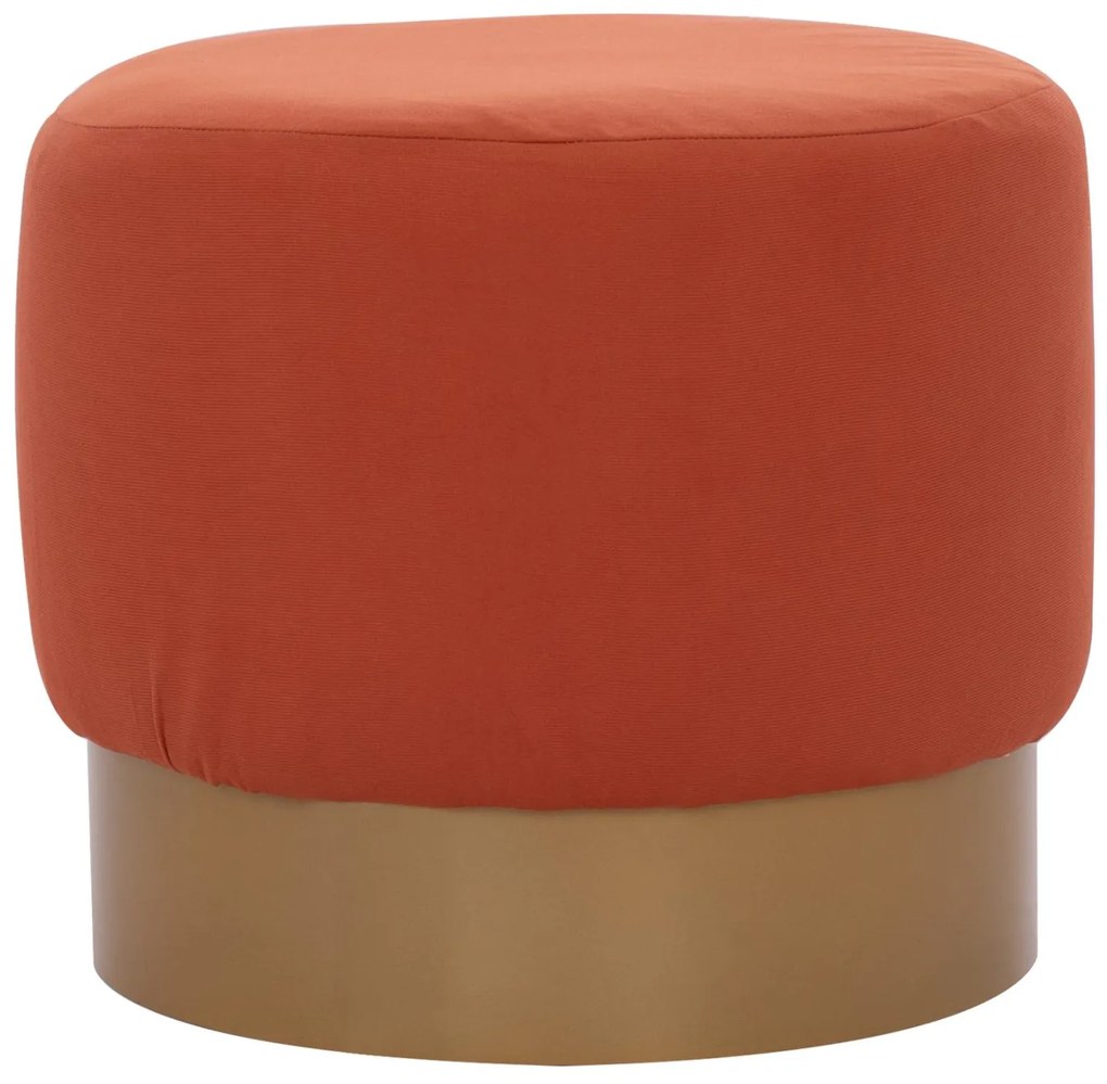 ROUND POUF/STOOL  CORAL FABRIC, GOLD ROUND BASEBASE