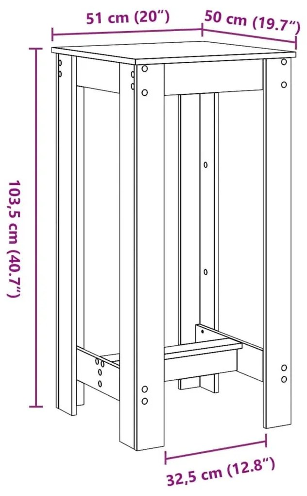 Τραπέζι Μπαρ Καπνιστή Δρυς 51x50x103,5 εκ. Επεξ. Ξύλο - Καφέ