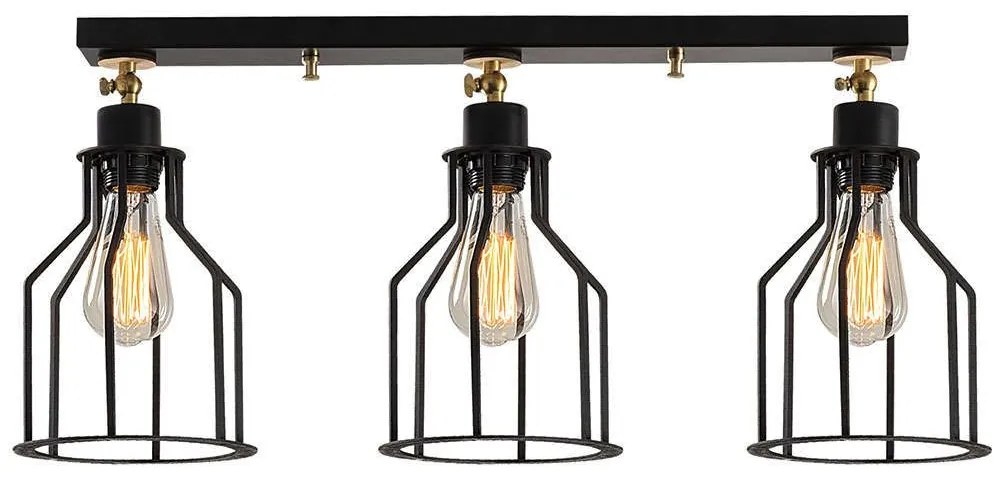 Φωτιστικό Οροφής - Πλαφονιέρα Alacati 525NOR1506 72x17x30cm 3xE27 40W Black-Gold Opviq