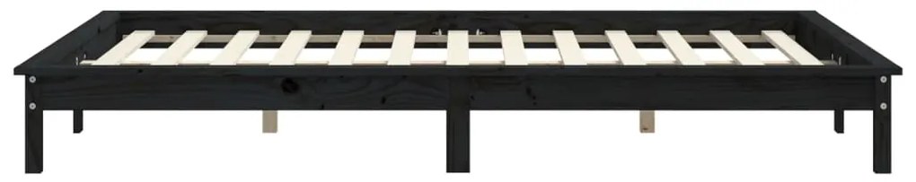 vidaXL Σκελετός Κρεβατιού Μαύρος 150x200εκ Μασίφ Ξύλο Πεύκου King Size