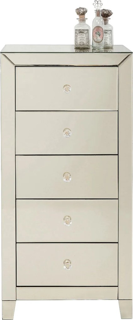 Συρταριέρα  Luxury Champagne 5 Συρτάρια Γυαλί Καθρέφτης 49x41x110εκ - Καθρέφτης