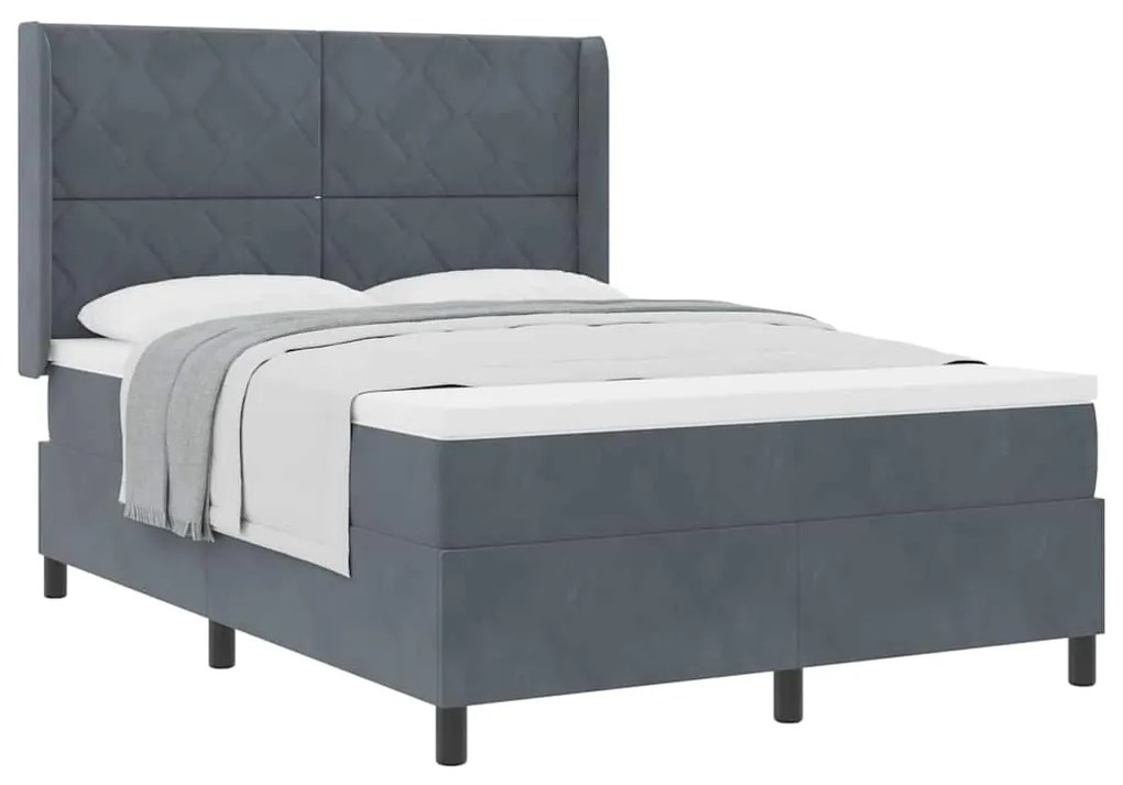 vidaXL Κρεβάτι με ελατήρια Σκούρο γκρι 140 x 190 cm Βελούδο
