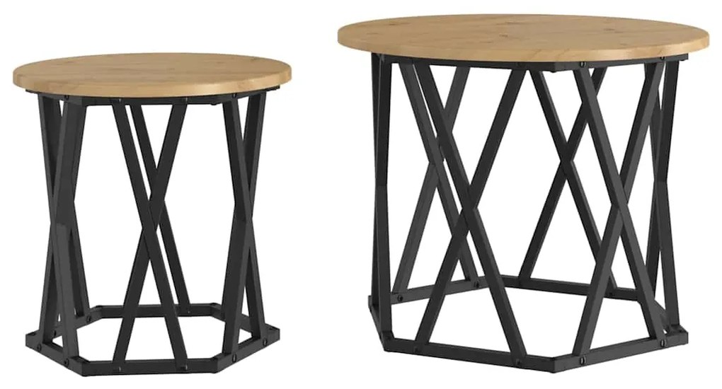 vidaXL Τραπεζάκι Πλευράς 2 pcs Artisan Oak Μηχανισμένο ξύλο και ατσάλι