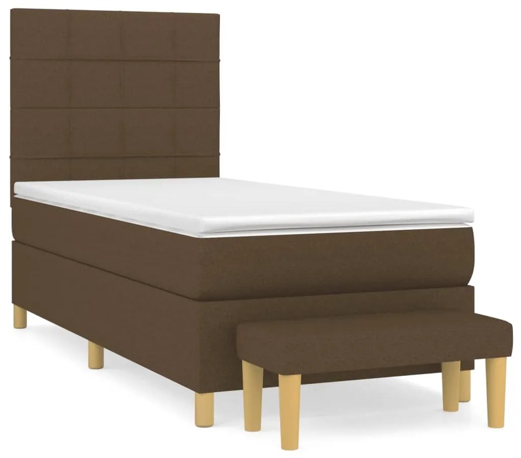 Κρεβάτι Boxspring με Στρώμα Σκούρο Καφέ 80x200 εκ. Υφασμάτινο - Καφέ