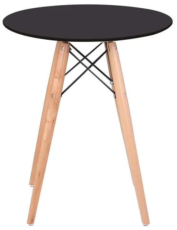 Ε7082,2 ART Wood Tραπέζι, Πόδια Οξιά Φυσικό, Επιφάνεια MDF Μαύρο  Φ60cm H.70cm Τραπέζι,  Φυσικό/Μαύρο,  Ξύλο, , 1 Τεμάχιο