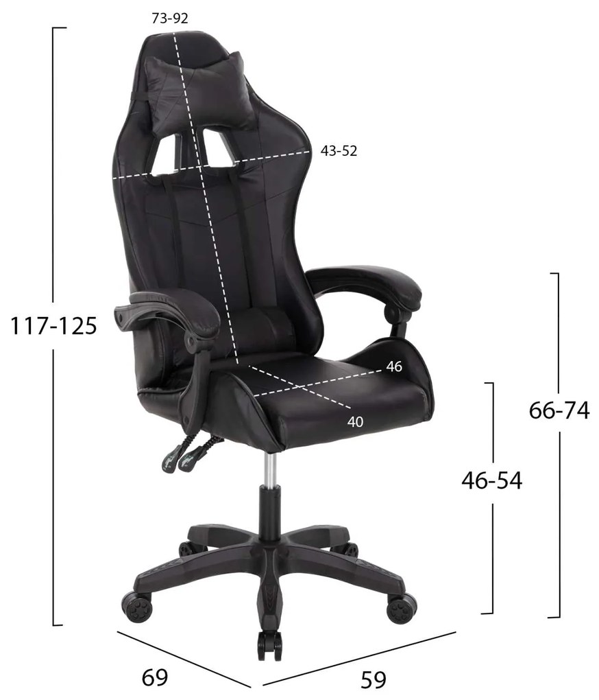 ΚΑΡΕΚΛΑ ΓΡΑΦΕΙΟΥ GAMING MANCER HM1194 ΜΑΥΡΟ PU-ΜΑΥΡΟ ΠΟΛΥΠΡΟΠΥΛΕΝΙΟ 59x69x125Υεκ.