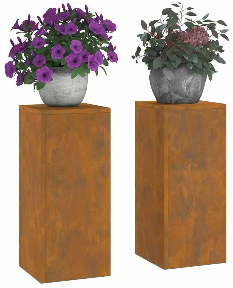 vidaXL Στήριξη φυτών 2 pcs Σκ rusty 24 x 24 x 55 εκ.