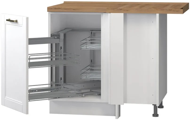 Επιδαπέδιο γωνιακό ντουλάπι Tahoma R-UG-1KMC-Λευκό ματ-Αριστερά