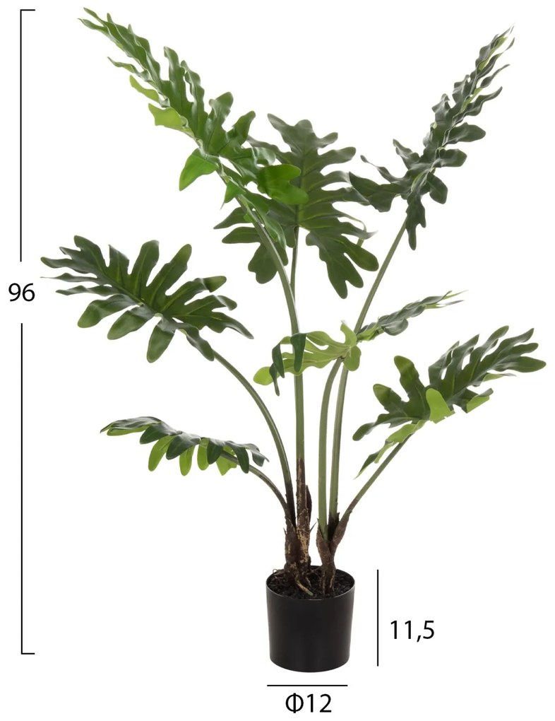 Διακοσμητικό Συνθετικό Φυτό Πλατύφυλλο Σε Γλάστρα 96Υεκ.