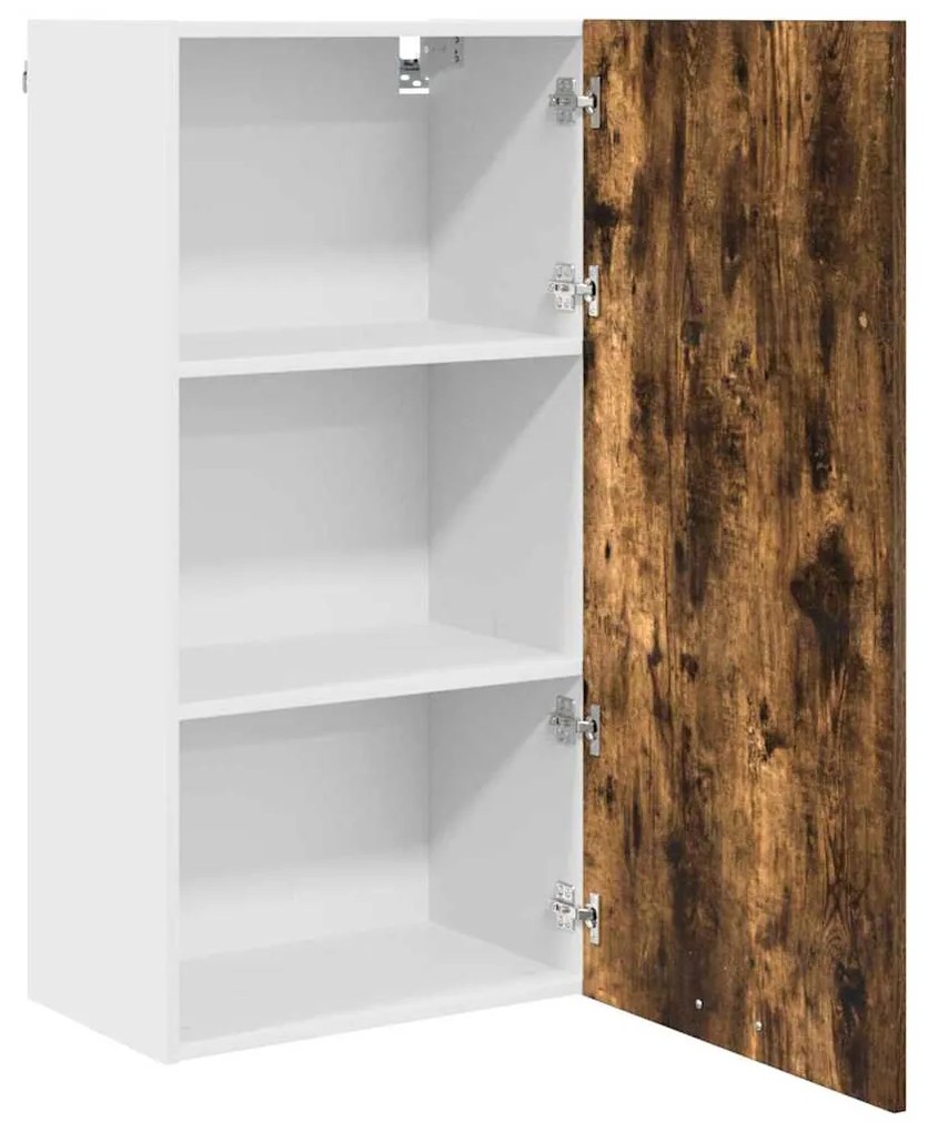 vidaXL Κρεμαστό ντουλάπι Καπνιστός Δρυς και Λευκό 50 x 31 x 100 εκ.