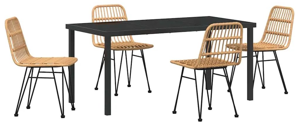 vidaXL Σέτ φαγητού για κήπο 5 pcs Καφέ Χάλυβας με επίστρωση πούδρας