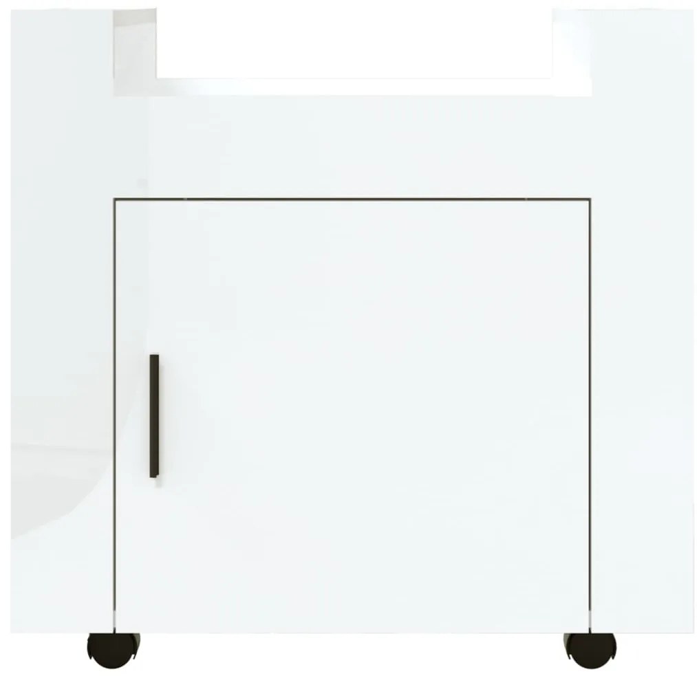 vidaXL Τρόλεϊ Γραφείου Γυαλ. Λευκό 60x45x60 εκ. από Επεξεργασμένο Ξύλο