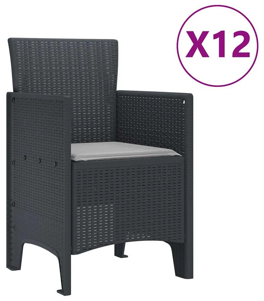 vidaXL Σέτ φαγητού για κήπο 13 pcs Ανθρακί Rattan Polt