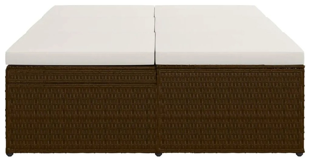 vidaXL Ξαπλώστρα - Καναπές Καφέ από Συνθετικό Ρατάν με Μαξιλάρι