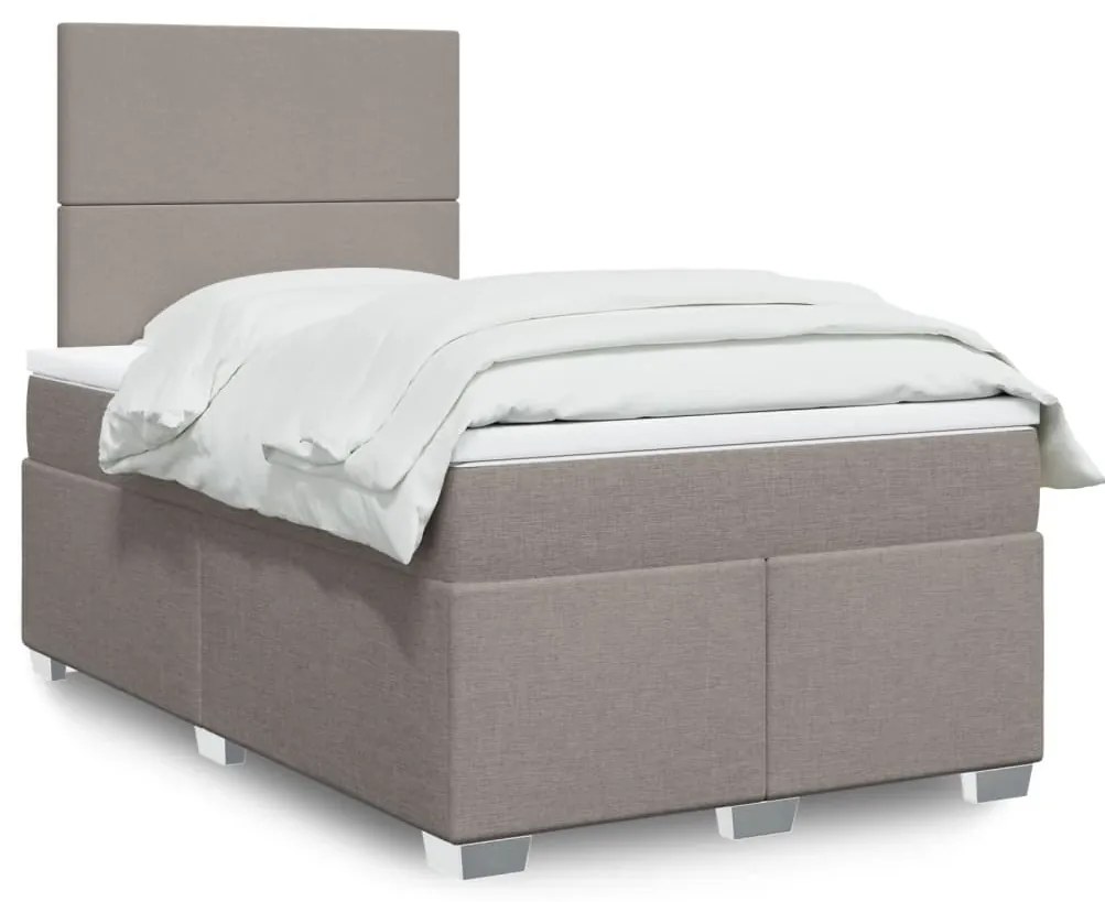vidaXL Κρεβάτι Boxspring με Στρώμα Taupe 120x190 εκ. Υφασμάτινο