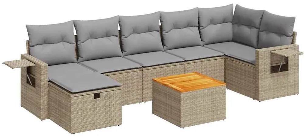 vidaXL Σαλόνι Κήπου Σετ 8 τεμ. Μπεζ Συνθετικό Ρατάν με Μαξιλάρια