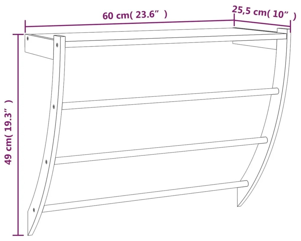 vidaXL Κρεμάστρα για Πετσέτες 60x25,5x49 εκ. από Μασίφ Ξύλο Καρυδιάς