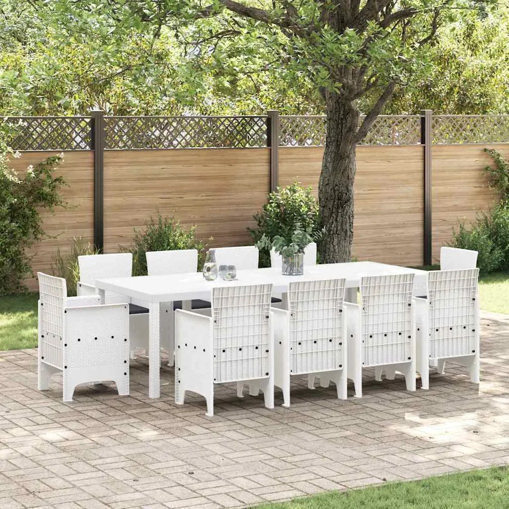 vidaXL Σετ Τραπεζαρίας Κήπου 11 pcs Λευκό 250 x 100 x 73 εκ