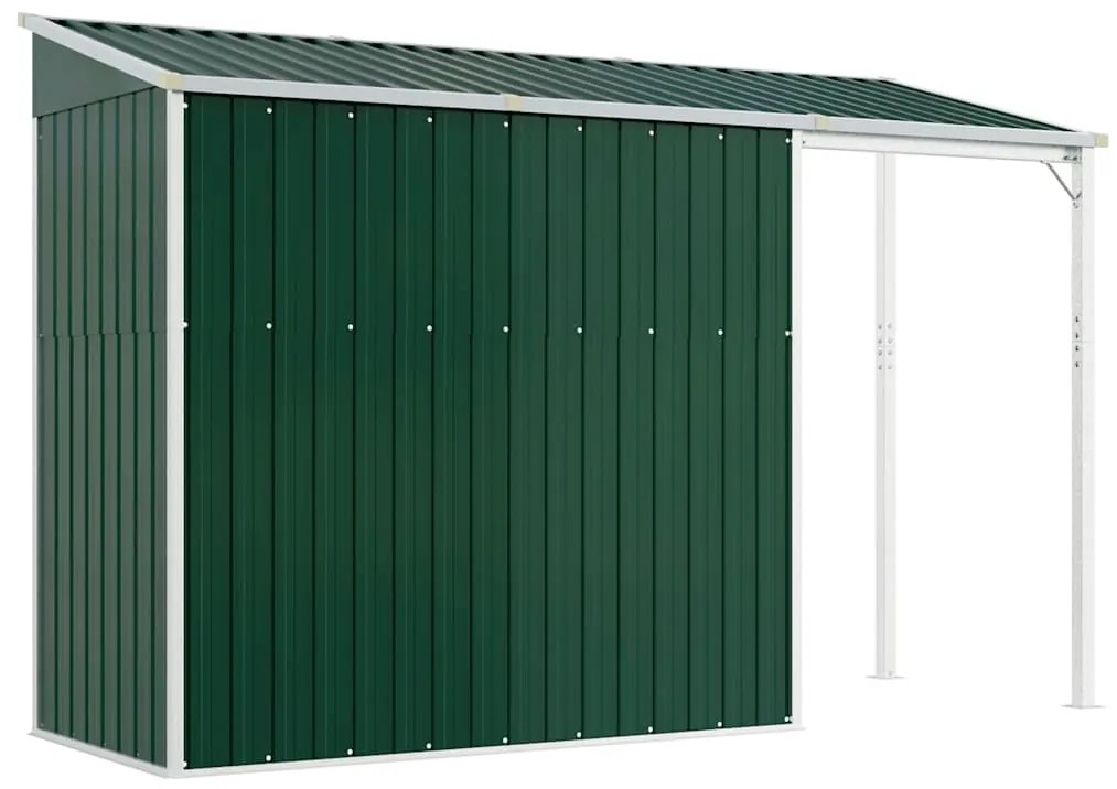 vidaXL Αποθήκη Κήπου Εκτεταμένη Οροφή Πράσινη 277x107x181 εκ. Ατσάλι