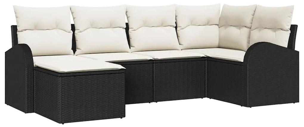vidaXL Σετ Καναπέ Κήπου με μαξιλάρι 6 pcs Μαύρο Πολυ ράταν