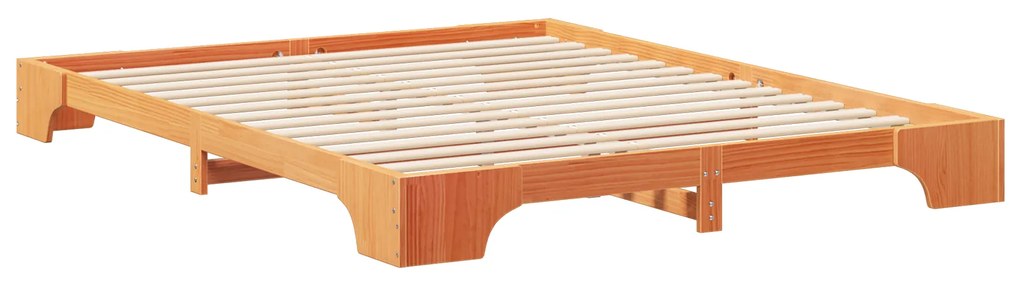 vidaXL Κρεβάτι δαπέδου Καφέ 160 x 220 εκ. Μασίφ ξύλο πεύκου