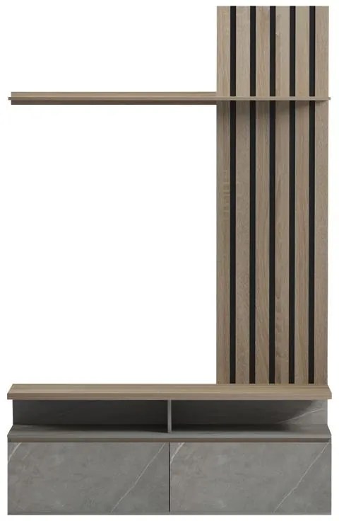 Σύνθετο σαλονιού Perlento σε μπεζ μαρμάρου με sonoma απόχρωση 140x41x219.5εκ 14x41x219.5 εκ.