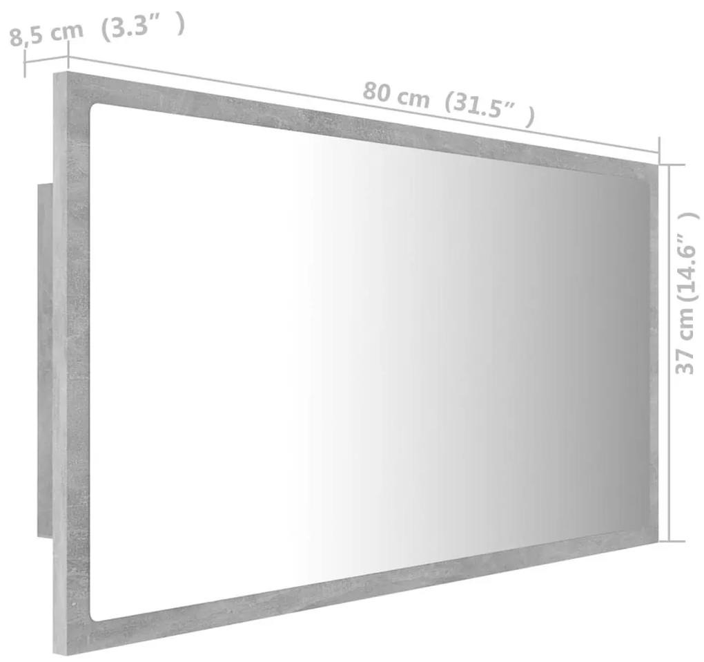 Καθρέφτης Μπάνιου Γκρι Σκυροδέματος 80x8,5x37 εκ. Ακρυλικός - Γκρι