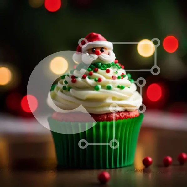 Intra Συλλεκτικό Ξύλινο Παζλ Plywood  4mm - Γιορτινό Cupcake με διακόσμηση Άγιου Βασίλη Σε Ξύλινο Κουτί - Διαστάσεις: 10x10 cm – 25 κομμάτια