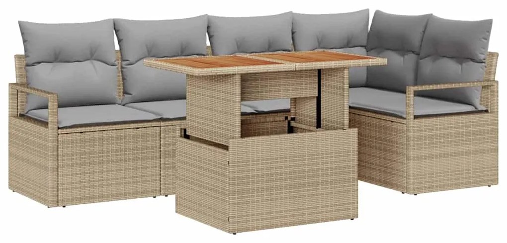 vidaXL Σέτ φαγητού για κήπο με μαξιλάρι 6 pcs Μπεζ και Γκρι