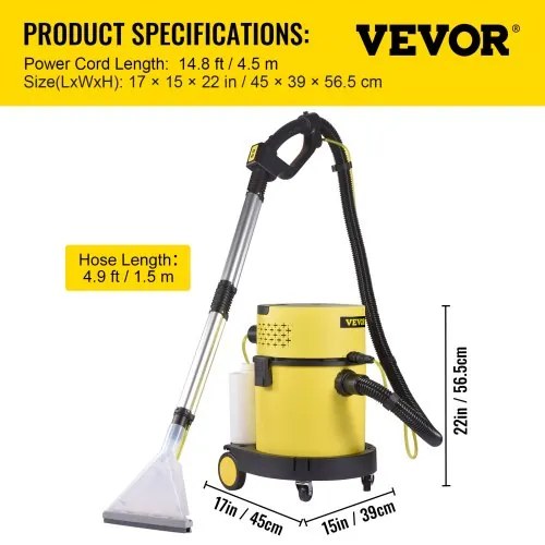 VEVOR Wet Dry Vacuum Cleaner, 5.3 Gallon 2 Peak HP, 4-in-1 Portable Shop Vacuum w/ Blow &amp; Spray Function, Remote Control, HEPA &amp; Sponge Filtration, 5 Brush for Household, Car