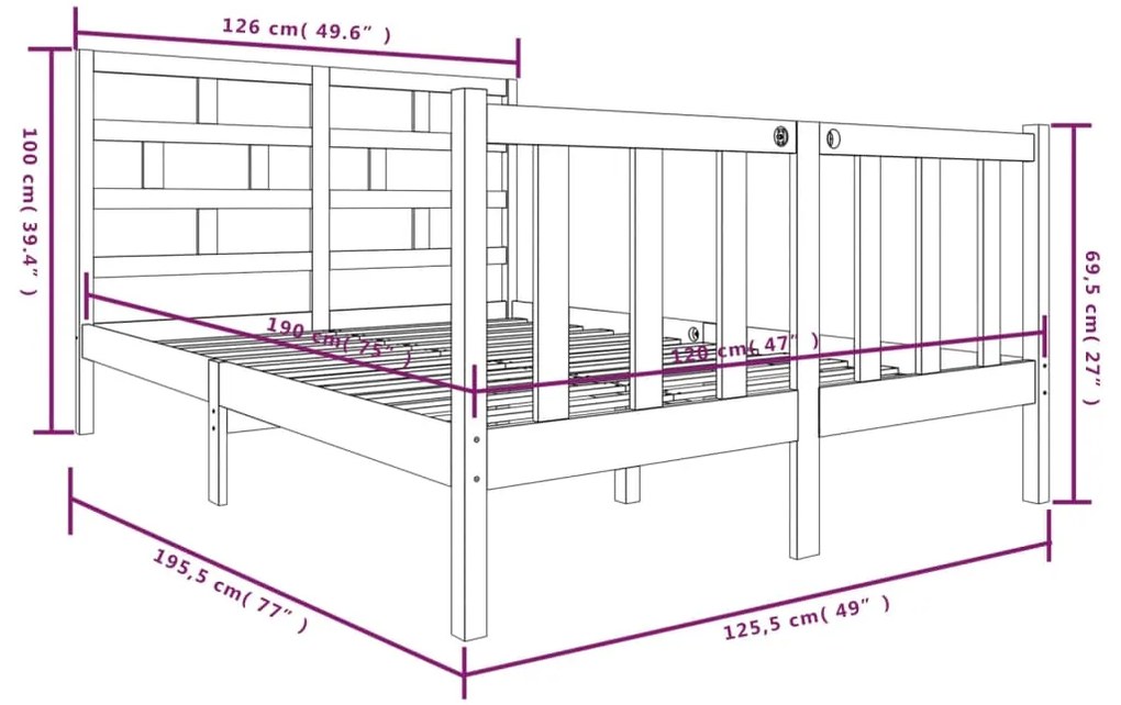 ΠΛΑΙΣΙΟ ΚΡΕΒΑΤΙΟΥ 120X190 ΕΚ ΜΑΣΙΦ ΞΥΛΟ ΠΕΥΚΟΥ 4FT SMALL DOUBLE 3101318