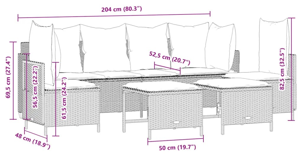 vidaXL Σετ Καναπέ Κήπου 5 τεμ. Μπεζ Συνθετικό Ρατάν με Μαξιλάρι