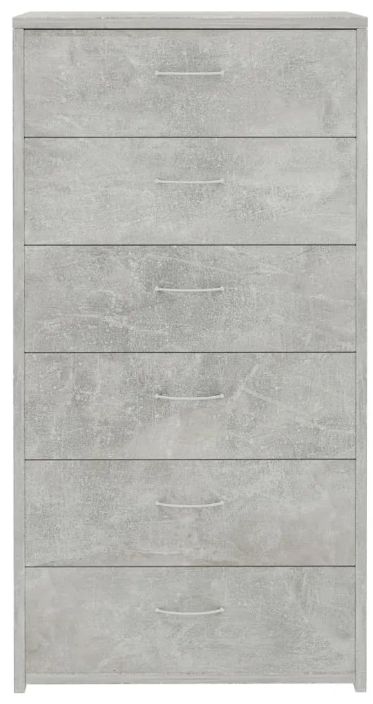 vidaXL Συρταριέρα με 6 Συρτάρια Γκρι Σκυροδ. 50x34x96 εκ. Επεξ. Ξύλο