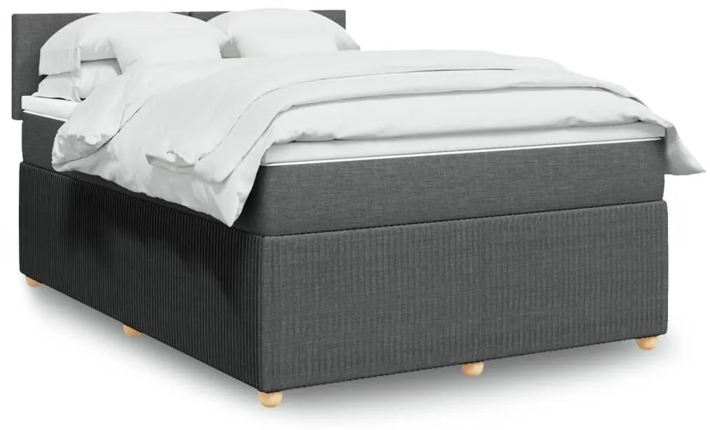 Κρεβάτι Boxspring με Στρώμα Σκούρο Γκρι 140x200 εκ Υφασμάτινο - Γκρι