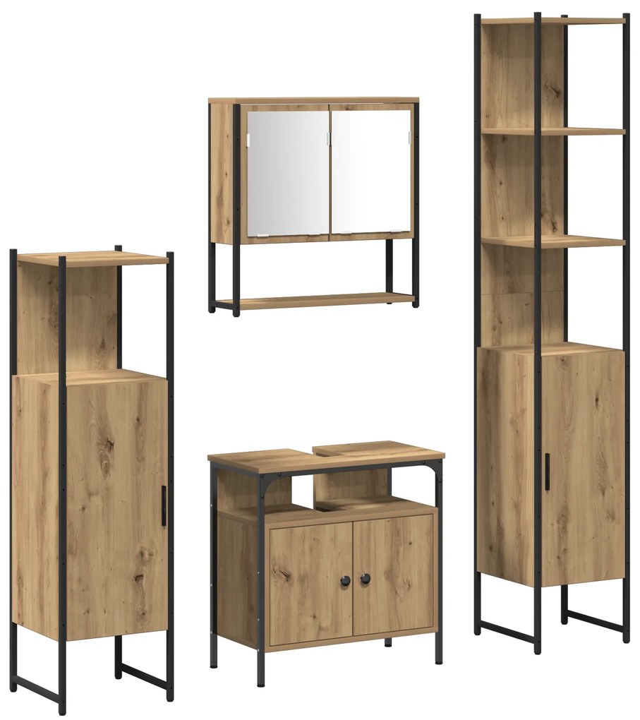 vidaXL Σετ 4 τεμαχίων επίπλων μπάνιου  σε Artisan Oak.