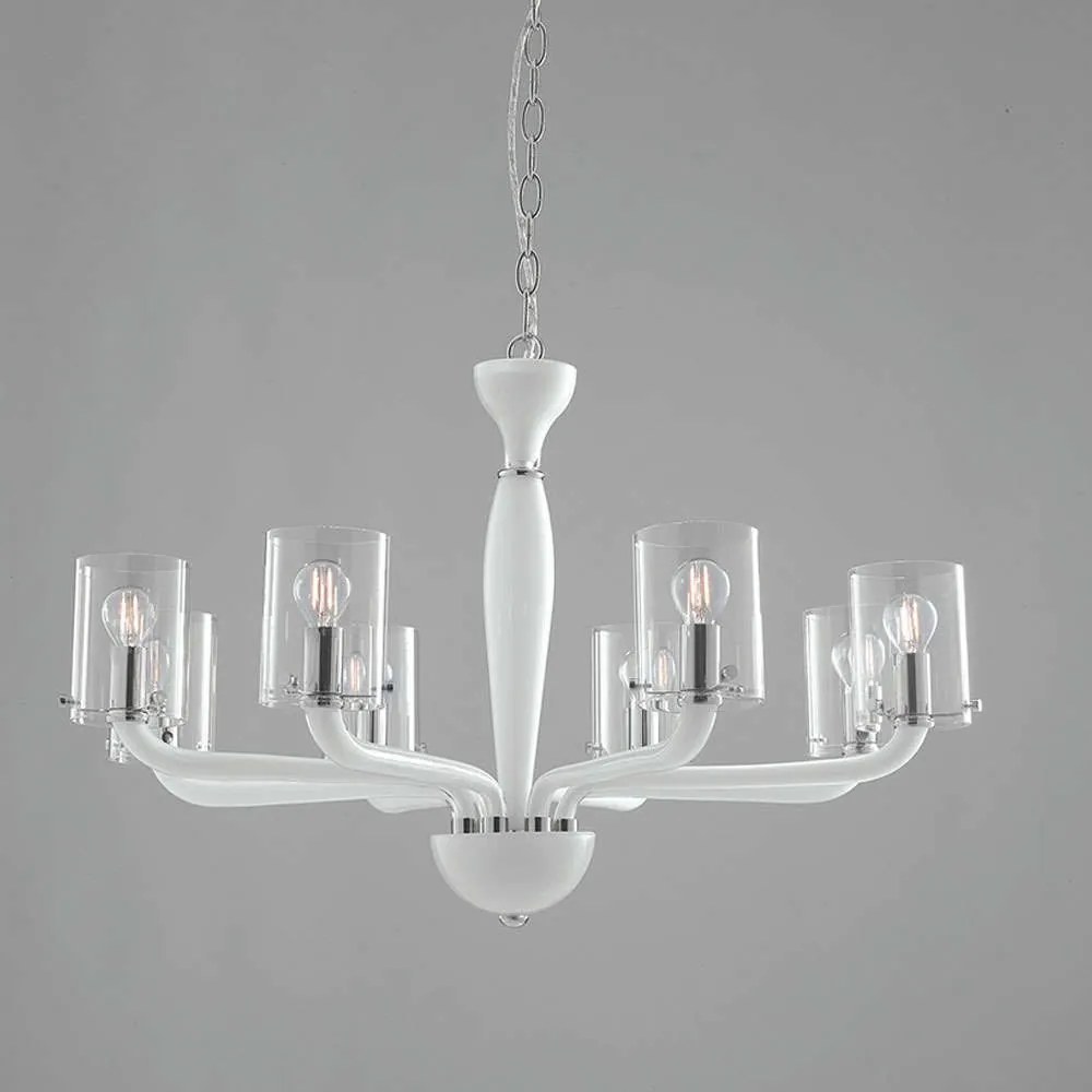Φωτιστικό Οροφής Aurora I-AURORA-8 BCO 8xE14 Φ79,2cm 190cm White Luce Ambiente Design Glass