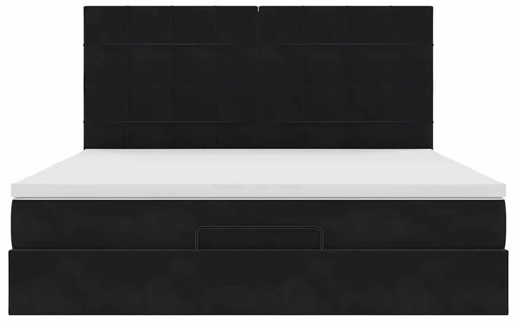 vidaXL Οθωμανικό κρεβάτι με στρώματα Μαύρο 160x200cm Velvet