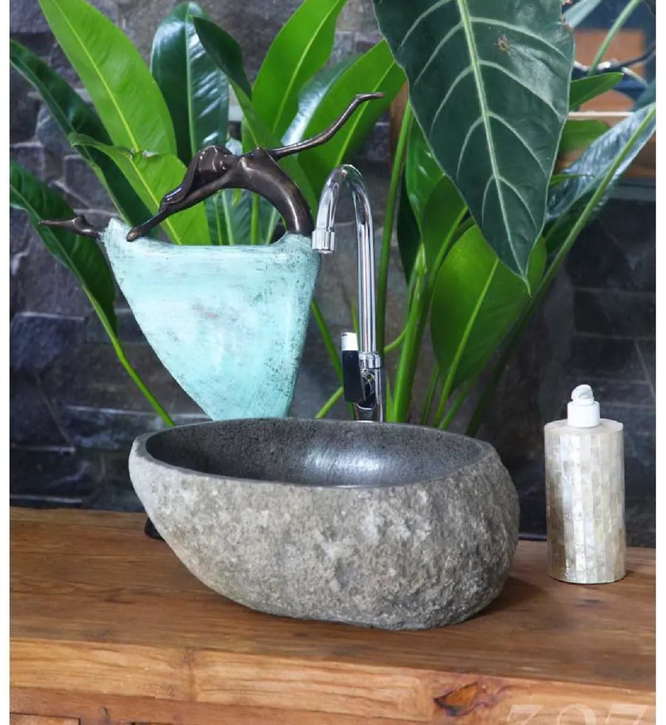 ΝΙΠΤΗΡΑΣ STONE SINK ΛΑΞΕΥΜΕΝΗ ΠΕΤΡΑ ΓΚΡΙ ΑΠΟΧΡΩΣΗ HM4193 55x44x16Υ εκ.