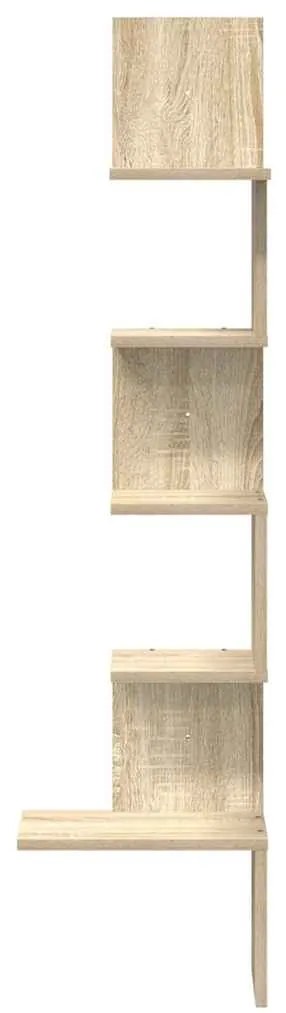 Γωνιακή Ραφιέρα Τοίχου Ξύλο Δρυός 32x32x127,5 εκ. Μοριοσανίδα - Καφέ