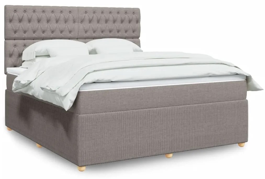 vidaXL Κρεβάτι Boxspring με Στρώμα Taupe 180x200 εκ. Υφασμάτινο