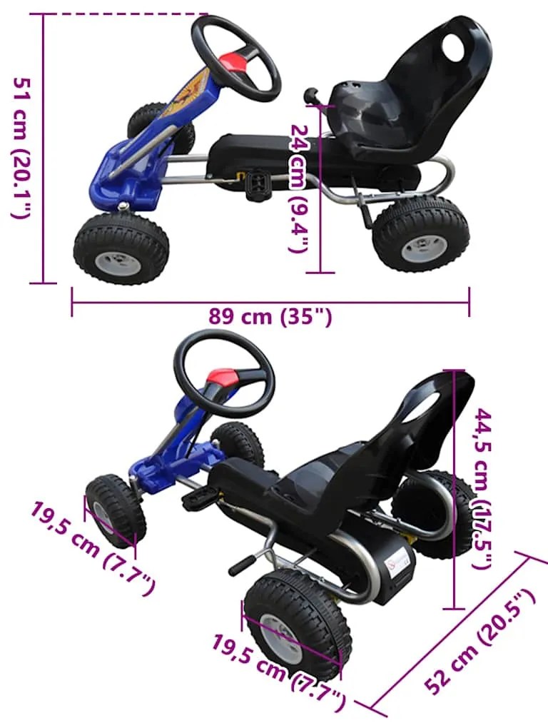vidaXL Go Kart με Πετάλια Μπλε