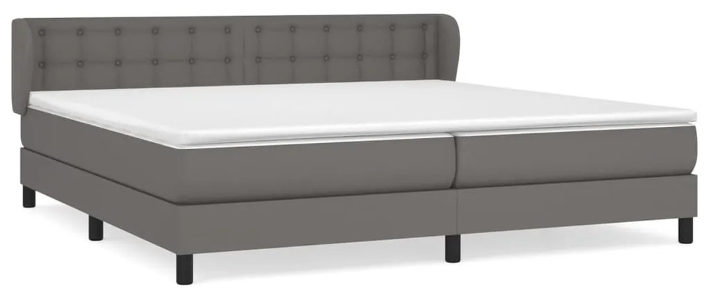 vidaXL Κρεβάτι Boxspring με Στρώμα Γκρι 200x200 εκ. Συνθετικό Δέρμα