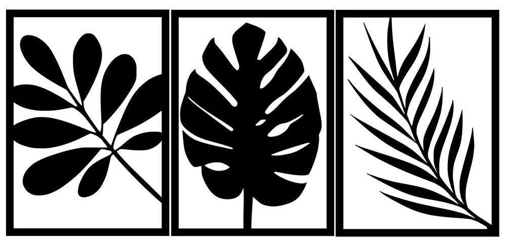 Διακοσμητικό Τοίχου Leaves (Σετ 3Τμχ) 891TNL1907 30x42cm Black Wallity Μέταλλο